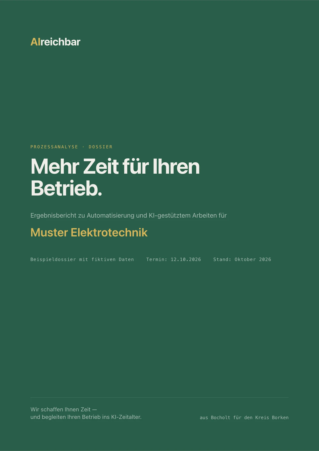 Deckblatt eines Dossiers: Mehr Zeit für Ihren Betrieb